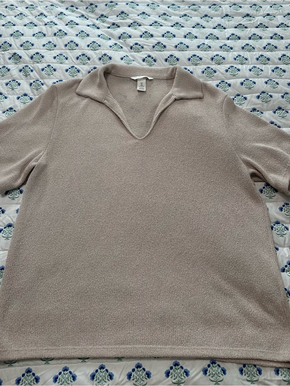 Women’s Beige Polo Collar Knit Sweater